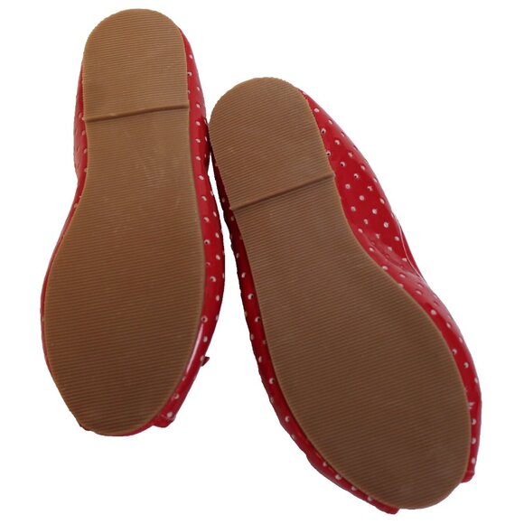 2010 Gymboree Valentine's Day Dress Shoes sz 2 Peep Toe flats Dots Bows Slip on - Picture 6 of 7